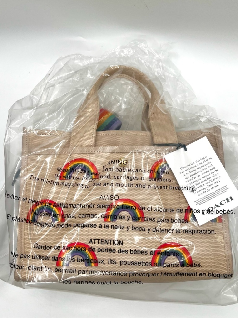 Coach Rainbow Embroidered Cargo Tote 26 - NWT - Picture 3 of 11
